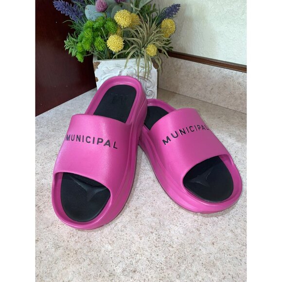 Municipal Womens Pink Slide Sandals Size 8 Comfortable Lightweight Slip-On - Picture 9 of 9